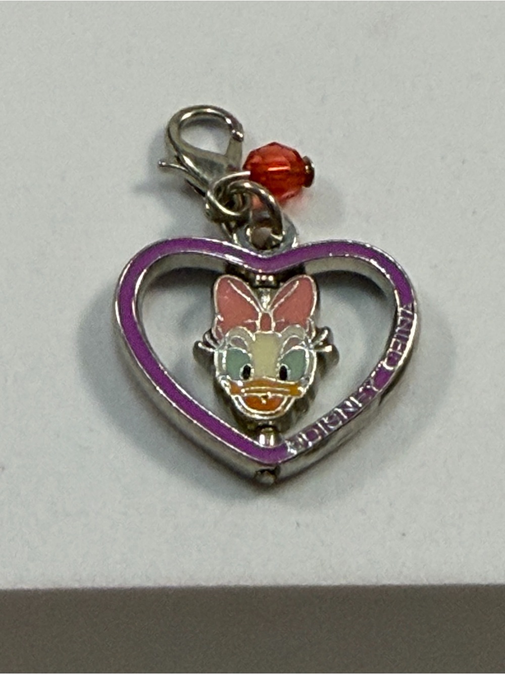 💙3/$20💙 DISNEY  Daisy Duck Heart Charm Bracelet Pendant with Purple and Pink